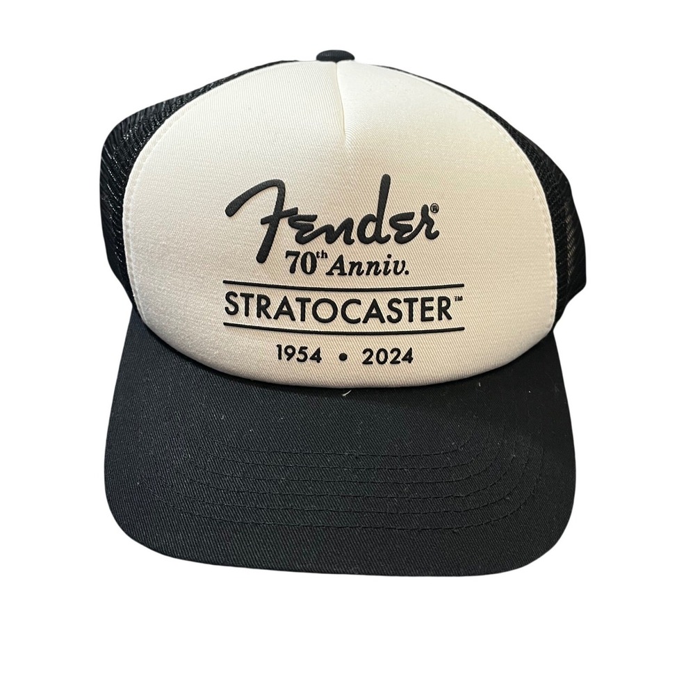 Lucky Brand Fender Stratocaster Trucker Hat Mens One Size Black White 70th Anniv